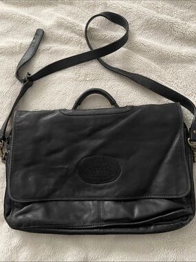 HH Brown Black Leather Men's Messenger Bag